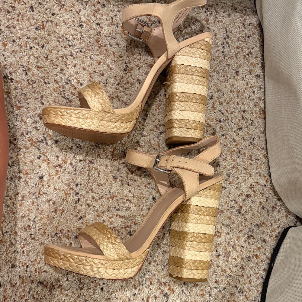 Aldo Beige rattan Platform Heels